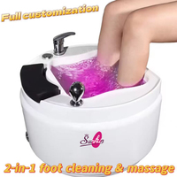 Fauteuil de pédicure professionnel inclinable avec lumière LED 7 couleurs, drainage sans tuyau, bain de pieds à jets de remous pour nettoyage et massage des pieds, salon de manucure