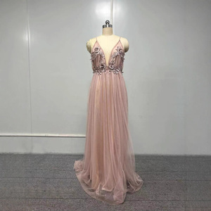 Vestido de novia largo de tul con bordado floral, cuello halter, espalda descubierta, línea A, para fiesta de bodas - Product Image 4