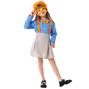 Disfraz de Blippi para niños, disfraz de cosplay, sombrero azul y naranja, gafas, tirantes, ropa para fiesta, edad de 5 a 7 años - Product Image 3