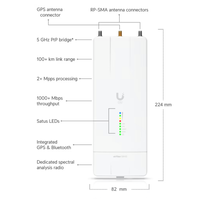 Point d'accès WLAN Networks AirFiber AF-5XHD 5 GHz à débit Gigabit, pont sans fil extérieur point à point