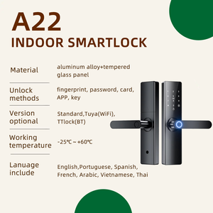 A22 Smart Fingerprint Door Lock Tuya WiFi TTLock <b>Bluetooth</b> Keyless Entry Lock with Tempered Glass Panel 5-in-1 Smart Door Lock - Product Image 6