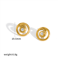 Boucles d'oreilles spirales incrustées de diamants au design unique, en acier inoxydable motif moustiquaire plaqué or 18 carats, bijoux pour femmes résistants à la décoloration