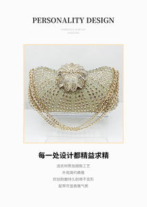 Borse da donna eleganti con perline in rilievo con strass in <span class=keywords><strong>argento</strong></span> fantasia da sera - Product Image 2