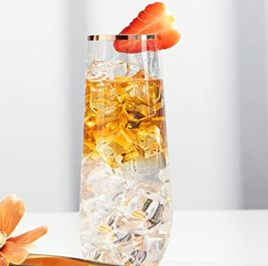 Flûtes à <span class=keywords><strong>champagne</strong></span> en plastique incassable <span class=keywords><strong>de</strong></span> 9 oz avec bordure or rose, design personnalisé, 100 % résistantes aux chocs, réutilisables, sans pied - Product Image 2