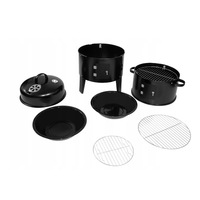 Barbecue à charbon de bois portable pour l'extérieur de 16 pouces, barbecue vertical 3 en 1 avec thermomètre intégré