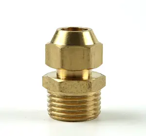 Refrigeration brass fitting 3/8 " with male 3/8 NPT with nut