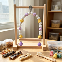 Accessoires pour animaux de compagnie : Perchoir suspendu pour oiseaux, balançoire pour perroquets, jouet coloré pastel, support de repos pour oiseaux