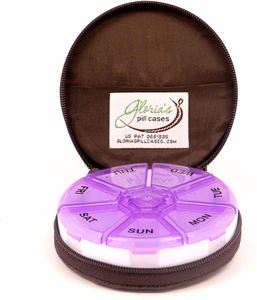 7 étuis en cuir PU pour pilules, boîte à pilules ronde avec fermeture éclair, organiseur de pilules personnalisé - Product Image 2