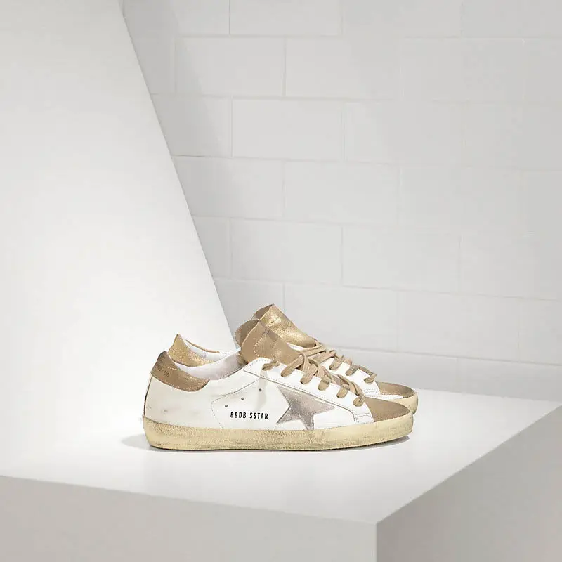 Goldens Sneakers SUPER STAR in Pelle e Stella in Camoscio GOLD WHITE SUEDE STA gooses Shoes