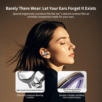 Klip Telinga Olahraga Peredam Kebisingan Earphone Bluetooth Nirkabel Headset Klip Telinga Stereo Binaural Chip Airoha untuk Olahraga dan