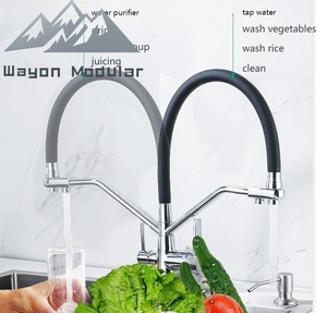 Grifo Mezclador de Lavabo de Acero Inoxidable de Grado Comercial de Lujo Wayon, Montado en Cubierta, Color Negro, con Doble Manija - Product Image 3