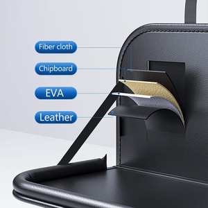 Organisateur de siège arrière de voiture personnalisé en usine avec plateau, table de voiture pliable pour appuie-tête de siège arrière avec grandes poches en cuir imperméable - Product Image 2