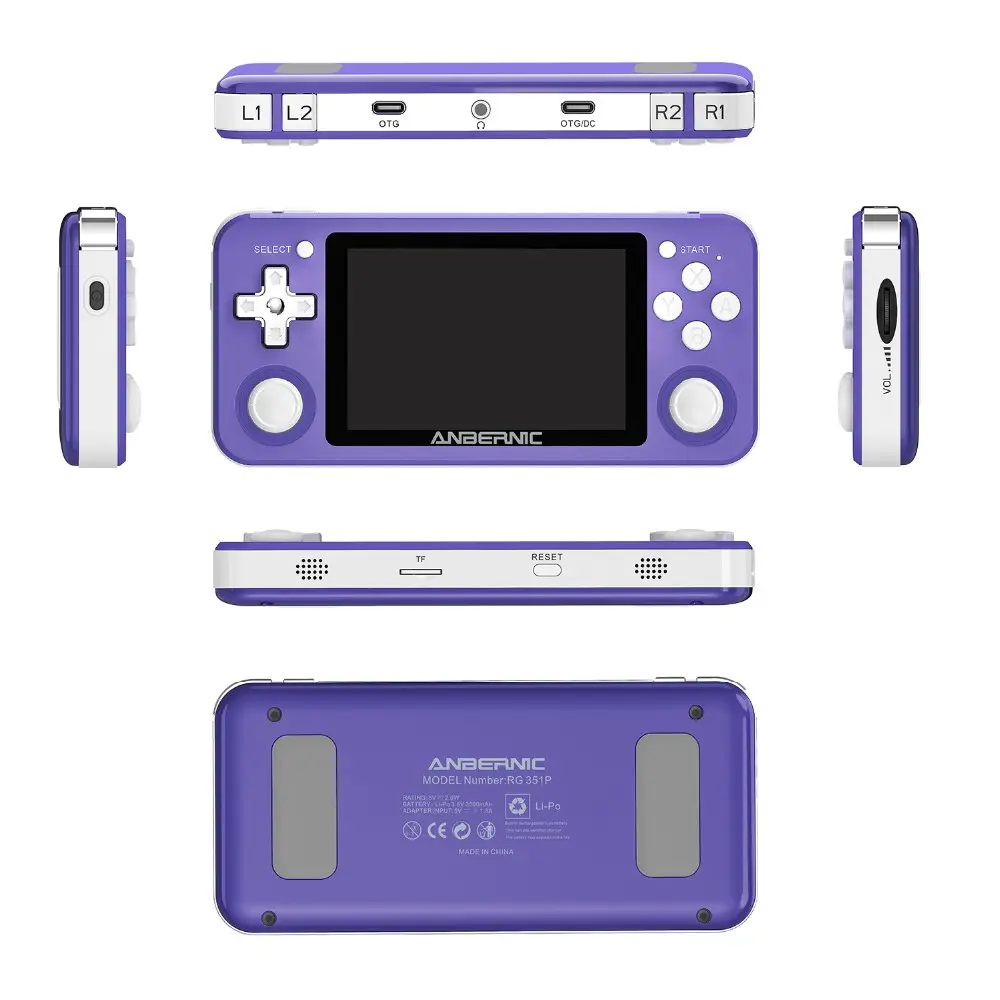 ANBERNIC Großhandel Retro Konsole Classic Super Nes Mini SFC-Spiel PSP-Konsole 3,5-Zoll-IPS-Bildschirm WIFI Connect RK3326 RG351P