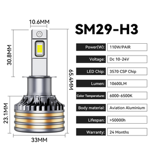 SAIMAN CANBUS Faros LED para Auto de Alta Potencia, Súper Brillantes, 110W 20000LM, IP68 Impermeables, DRL para Prius/H11/H3/H4/H7/9005/9006 - Product Image 4