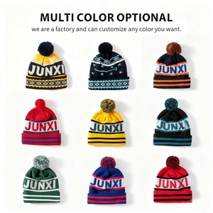 Personalized Striped Beanie Manufacturer Custom Winter <strong>Hat</strong> for <strong>Men</strong> Sports Team Knitted Jacquard <strong>Bobble</strong> Pom Pom Beanies <strong>Hat</strong> - Product Image 3