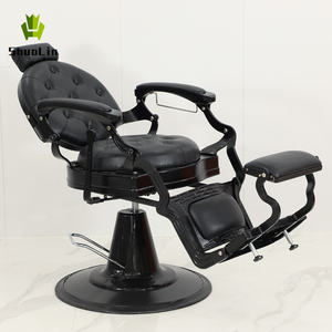 Chaise de coiffure traditionnelle robuste rouge, mobilier de salon de beauté antique, <span class=keywords><strong>cuir</strong></span> synthétique, pour salons de coiffure et stylistes - Product Image 4