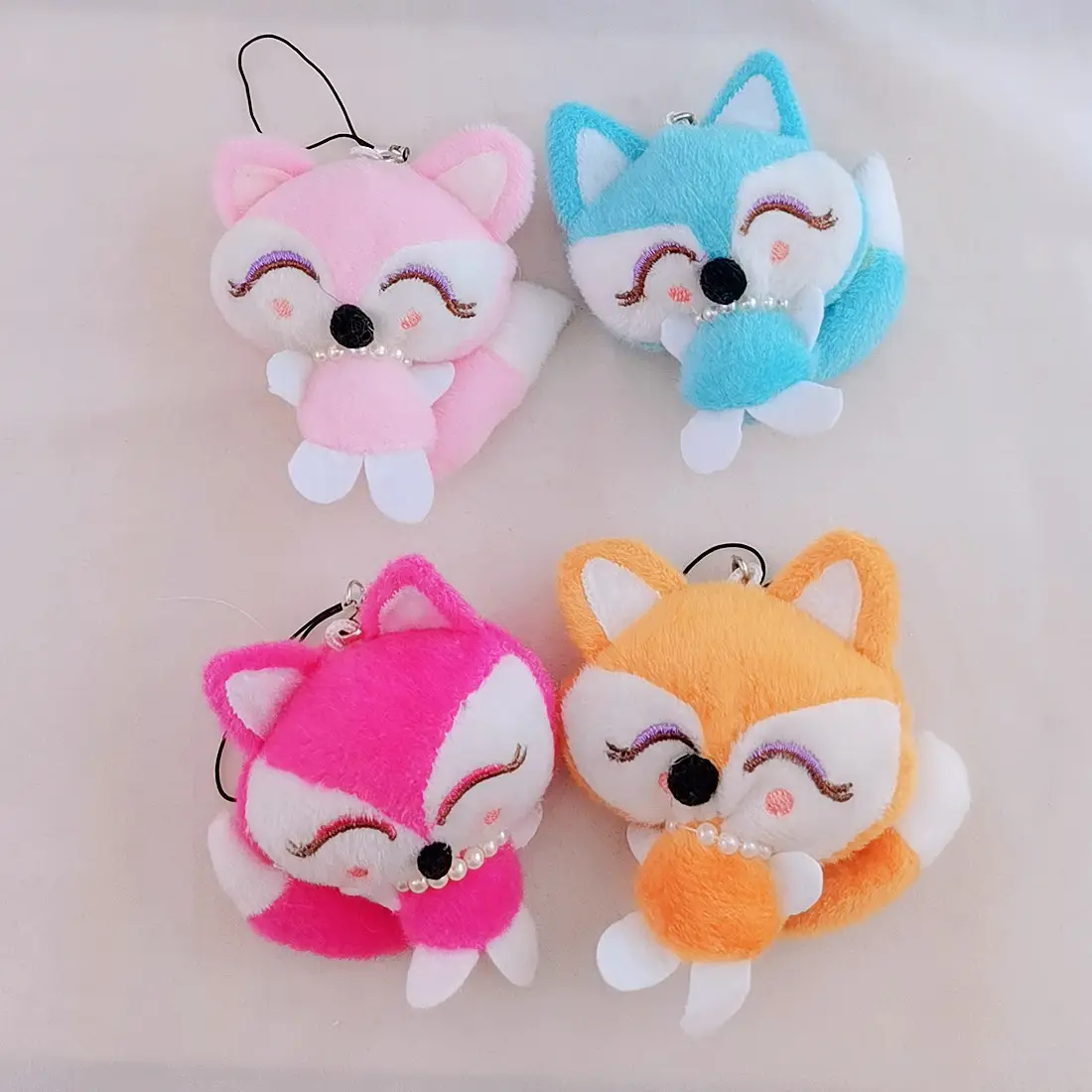 Cartoon Plush Cute Foxes Keychain Gifts Backpacks Charm Bag Totes Pendant Stuffed Toy Animals