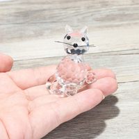Figurine de chat en cristal de haute qualité, statue d'animal en verre transparent, ornement de collection pour la décoration de bureau, cadeaux