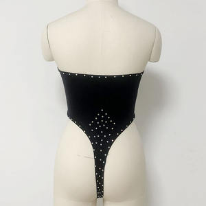 高品質ナイロンダンサーレディースワンピースポールホワイトABラインストーンストリッパー衣装女性セクシーボディスーツエキゾチックダンスウェア - Product Image 2