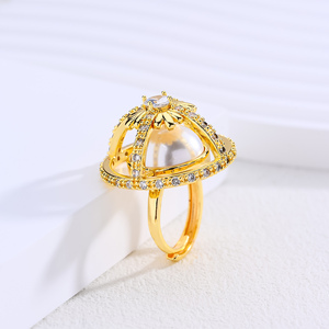 Bague en laiton plaqué or 14 carats de haute qualité et bague de planète en zircone de luxe de <span class=keywords><strong>Netflix</strong></span> pour la conception de bijoux originaux - Product Image 5
