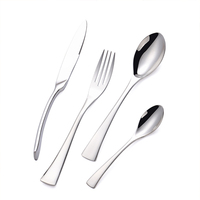 Ensemble de couverts en acier inoxydable 304, 4 pièces, finition miroir or et argent, manche conique, fourchette, couteau, cuillère, vente en gros