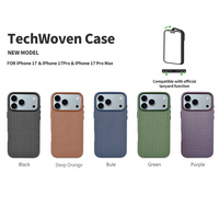 Coque de Téléphone TechWoven Personnalisable avec Logo, Fonction Cordon pour iPhone 17, Texture Lin pour iPhone 17 Pro Max