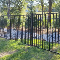 Puerta de acero de valla superior plana para panel de valla de seguridad ornamental de jardín
