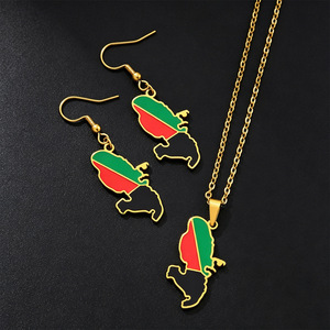 Ensemble collier et boucles d'oreilles pendantes goutte d'huile <span class=keywords><strong>Martinique</strong></span>, style ethnique personnalisé européen et américain, <span class=keywords><strong>bijoux</strong></span> en acier inoxydable - Product Image 4