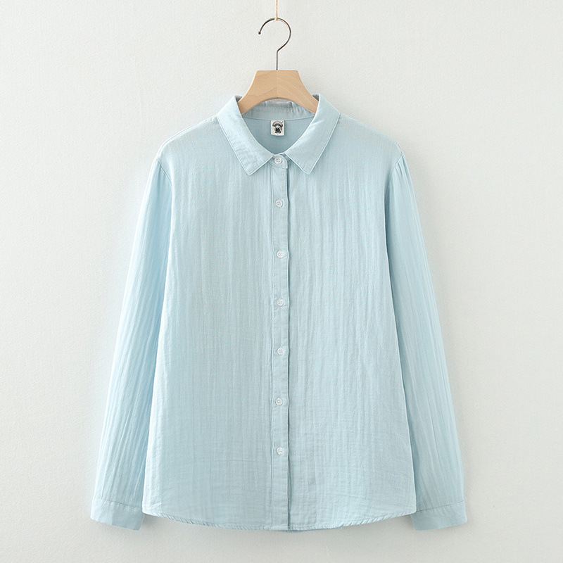 chinese dress ladies Short Sleeve Mineral Wash Double Gauze Button Down Shirt Dress S/M / Fuchsia
