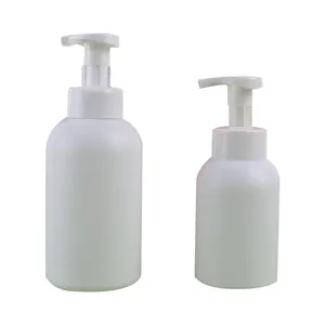 定制大圆300毫升500毫升16oz塑料PE白色发泡泡沫肥皂洗身泵瓶容器