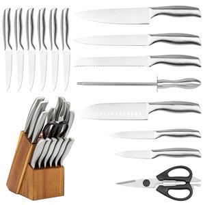 Ensemble de couteaux de cuisine en acier inoxydable à haute teneur en carbone, 15 pièces, lame tranchante, manche ergonomique, ustensiles de cuisine, kits de couteaux avec <span class=keywords><strong>bloc</strong></span> en bois - Product Image 5