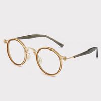 Lunettes rétro rondes en métal Lunettes pour ordinateur Filtre à lumière bleue Lunettes Lunettes optiques Montures en acétate pour homme