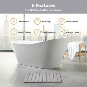 Striped Square <b>Bath</b> Mat Quick Drying Foot Carpet Luxury Home Decor-<b>Foldable</b> Natural Diatomaceous Earth Stone <b>Bath</b> Rug Non-Slip - Product Image 3