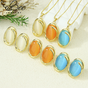 Conjunto de joyería de cristal con piedras de colores de Hawái de verano, collar y aretes de diamantes de imitación azules naturales, conjuntos de joyería para mujeres indias - Product Image 1