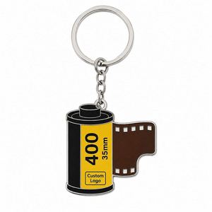 Porte-clés personnalisés rétro en métal avec mini-rouleau de film, souvenir de photographie, design de logo d'appareil photo, promotionnel - Product Image 3