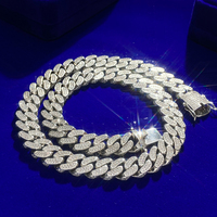Hip Hop 13mm Bijoux Glacé Vvs Moissanite Pass Diamant Testeur 925 Argent Cubain Lien Colliers pour Hommes
