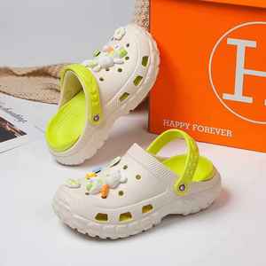 Happy Forever Crocs pour femmes, couleur rose bonbon, semelle épaisse, antidérapante, chaussures de plage, d'eau, d'épaisseur moyenne, pour toutes les saisons - Product Image 2