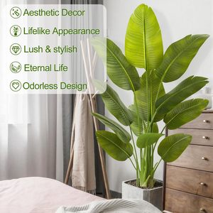 Árboles Artificiales <span class=keywords><strong>de</strong></span> Hoja <span class=keywords><strong>de</strong></span> Plátano <span class=keywords><strong>de</strong></span> 60 Pulgadas <span class=keywords><strong>con</strong></span> 14 <span class=keywords><strong>Hojas</strong></span>, Maceta Artificial <span class=keywords><strong>para</strong></span> Decoración del Hogar, Planta Artificial Realista <span class=keywords><strong>de</strong></span> Ave del <span class=keywords><strong>Para</strong></span>íso - Product Image 3