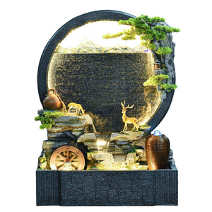 Fontaine cascade de style chinois avec rétroéclairage, forme ronde, pour décoration de bureau et aménagement paysager - Product Image 4