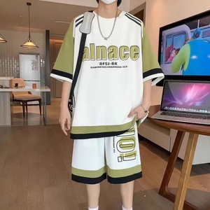 Men's Plus Size Casual Summer Sports Suit Breathable Printed Short Sleeve T-shirt and Shorts 2-Piece Running Tracksuits <b>Set</b> - Product Image 3