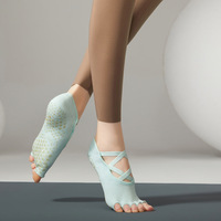 Chaussettes de sport à cinq doigts, à bout ouvert et à brides, pour Pilates, Yoga, Barre, en stock usine, personnalisables