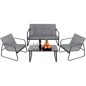 Ngoài trời jll trực tuyến Hộp Thư thép Patio sofa nhôm nhôm 4 mảnh cuộc trò chuyện đặt sắt kim loại đồ nội thất sân vườn - Product Image 4