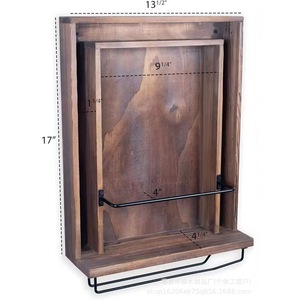 Wine Rack <b>Display</b> <b>Cabinet</b> Solid Wood Iron <b>Wall</b> <b>Mounted</b> Bottle Stemware Storage Unit 4 In 1 Home Bar Decor - Product Image 4