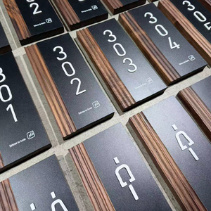 Modern <strong>Black</strong> Walnut Wood Acrylic 3D Letter <strong>House</strong> <strong>Number</strong> Sign Custom Hotel Villa Functional Area Signage - Product Image 2