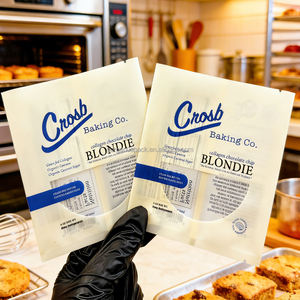 Bolsas de sellado trasero laminadas en PE blanco lechoso mate con logo personalizado y sellado de 3 lados para galletas y bizcochos - Product Image 3