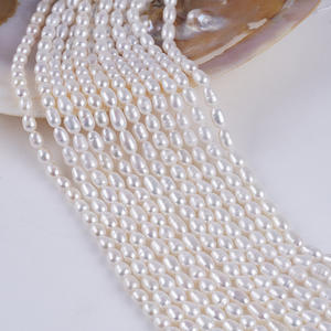 Perles de riz d'eau douce naturelles blanches de 5-6 mm, semi-finies, en vrac, pour collier et bracelet DIY, vente en gros à Zhuji - Product Image 3