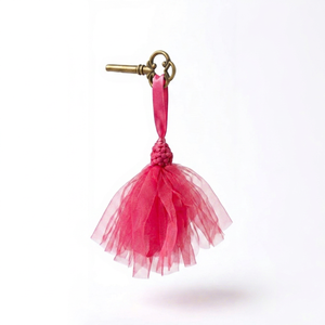 Porte-clés en tulle rose avec pompon, décoration suspendue, style bohème, décoration intérieure, accessoire pour le salon - Product Image 1
