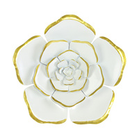 Dekorasi Dinding Bunga Logam Modern Elegan dengan Tepi Emas, Seni Dinding Bunga 3D dari Besi untuk Ruang Tamu dan Rumah