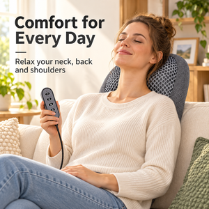 Smart <b>Neck</b> Massage <b>Pillow</b> Airbag Heat Vibration Massager Ergonomic Support Cushion <b>for</b> Home Office <b>Travel</b> - Product Image 2