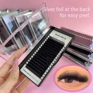 Private Label Wholesale South Korean Silk Eyelash Extensions Mixed Length Matte Black Lash Extension Trays